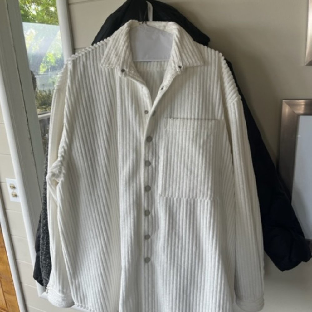 Sunnei Cream Shirt Jacket Medium with ribbing $175